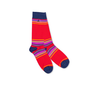 Socks Gents Red Multi Stripe