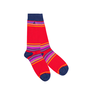 Socks Gents Red Multi Stripe