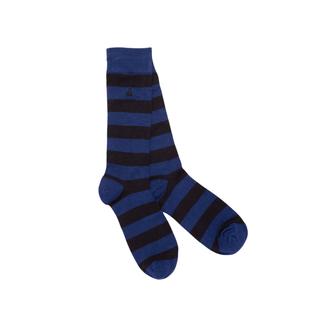 Swole Panda Women's Socks Navy & Charcoal Stripe