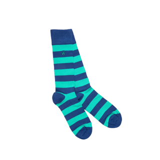 Swole Panda Women's Socks Lime Green & Navy Stripe