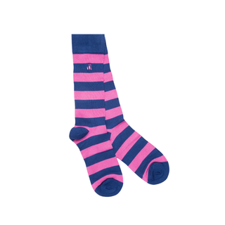 Swole Panda Women's Socks Pink & Navy Stripe