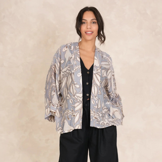 One Hundred Stars Crepe Kimono Sphinx Grey