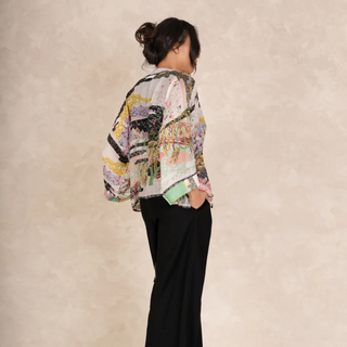 One Hundred Stars Short Kimono Spring White