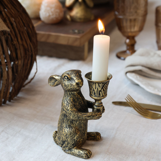 Antique Brass Rabbit Candlestick