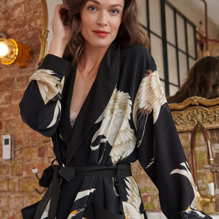 One Hundred Stars Stork Black Crepe Gown