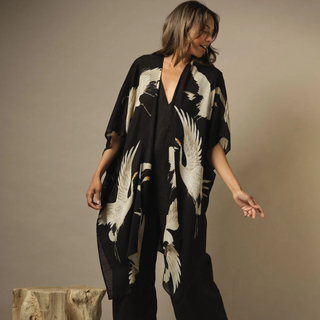One Hundred Stars Wool Throwover Stork Black