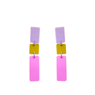 Studio Canty Level Hot Pink Mustard & Rose Earrings