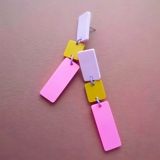 Studio Canty Level Hot Pink Mustard & Rose Earrings