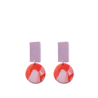 Studio Canty Marmo Orange-red & Rose Earrings