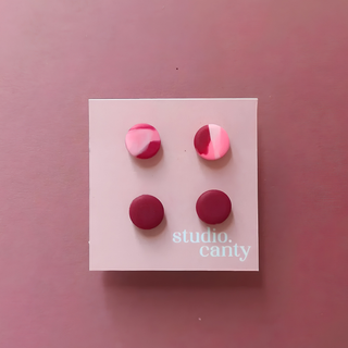 Studio Canty Tinydots Set Burgundy & Neon Pink