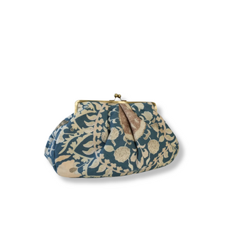 One Hundred Stars Susani Blue Kiss Lock Clutch Bag