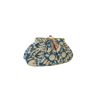 One Hundred Stars Susani Blue Kiss Lock Clutch Bag