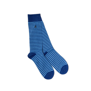 Swole Panda Bamboo Socks Narrow Stripe Sky Blue