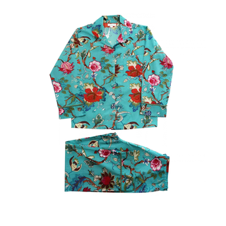 Powell Craft Pyjamas Teal Exotic Flower Print