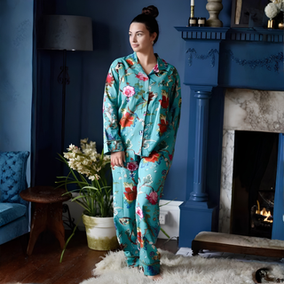 Powell Craft Pyjamas Teal Exotic Flower Print