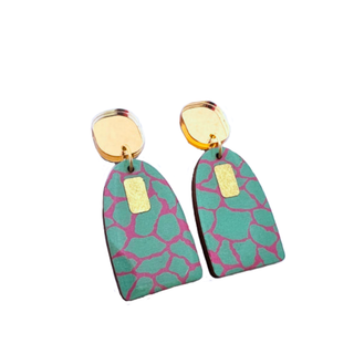 The Messy Brunette SafariPrint Green/Pink Earings