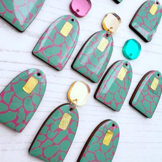 The Messy Brunette SafariPrint Green/Pink Earings
