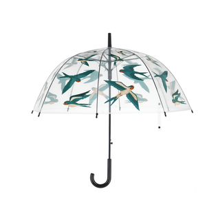 Transparent Umbrella with Swallows Print