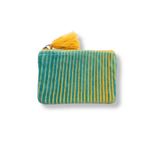 Velvet Cosmetics Bag - Green and Gold