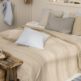 Cream & Brown Double Bed Spread