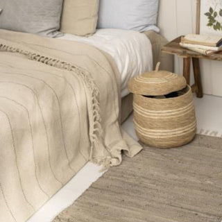 Cream & Brown Double Bed Spread