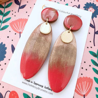 The Messy Brunette | Berry Pink Oval Earrings
