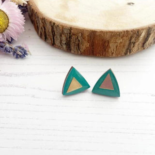 The Messy Brunette | Blue & Green Triangle Studs