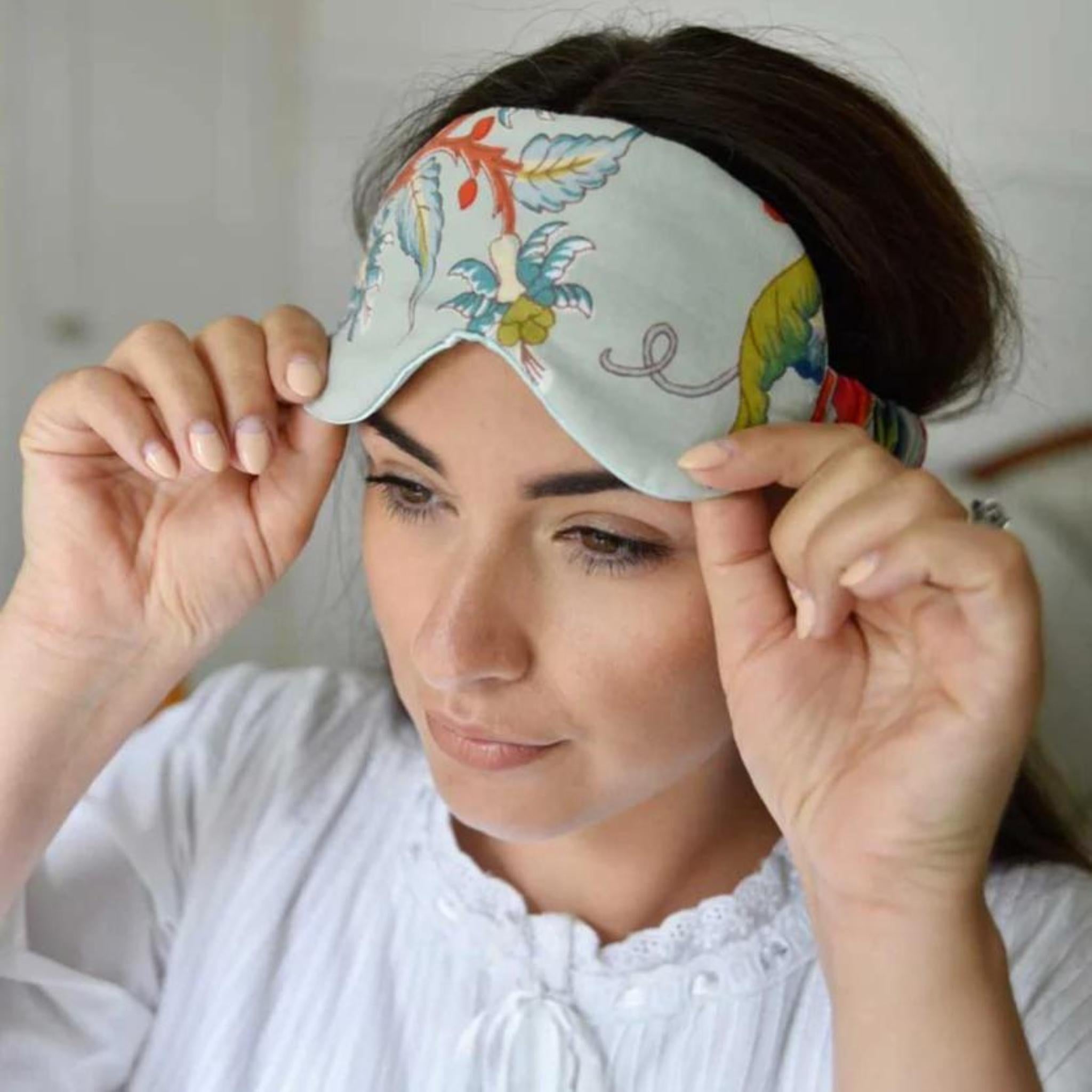 Blue Exotic Flower Satin Eyemask