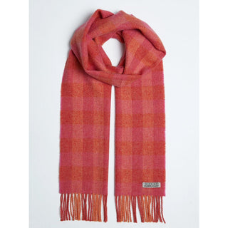 Foxford Orange & Pink Check Lambswool Scarf