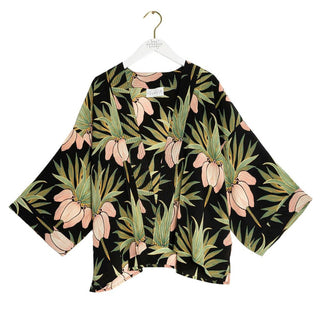 Deco Bud Black Crepe Kimono