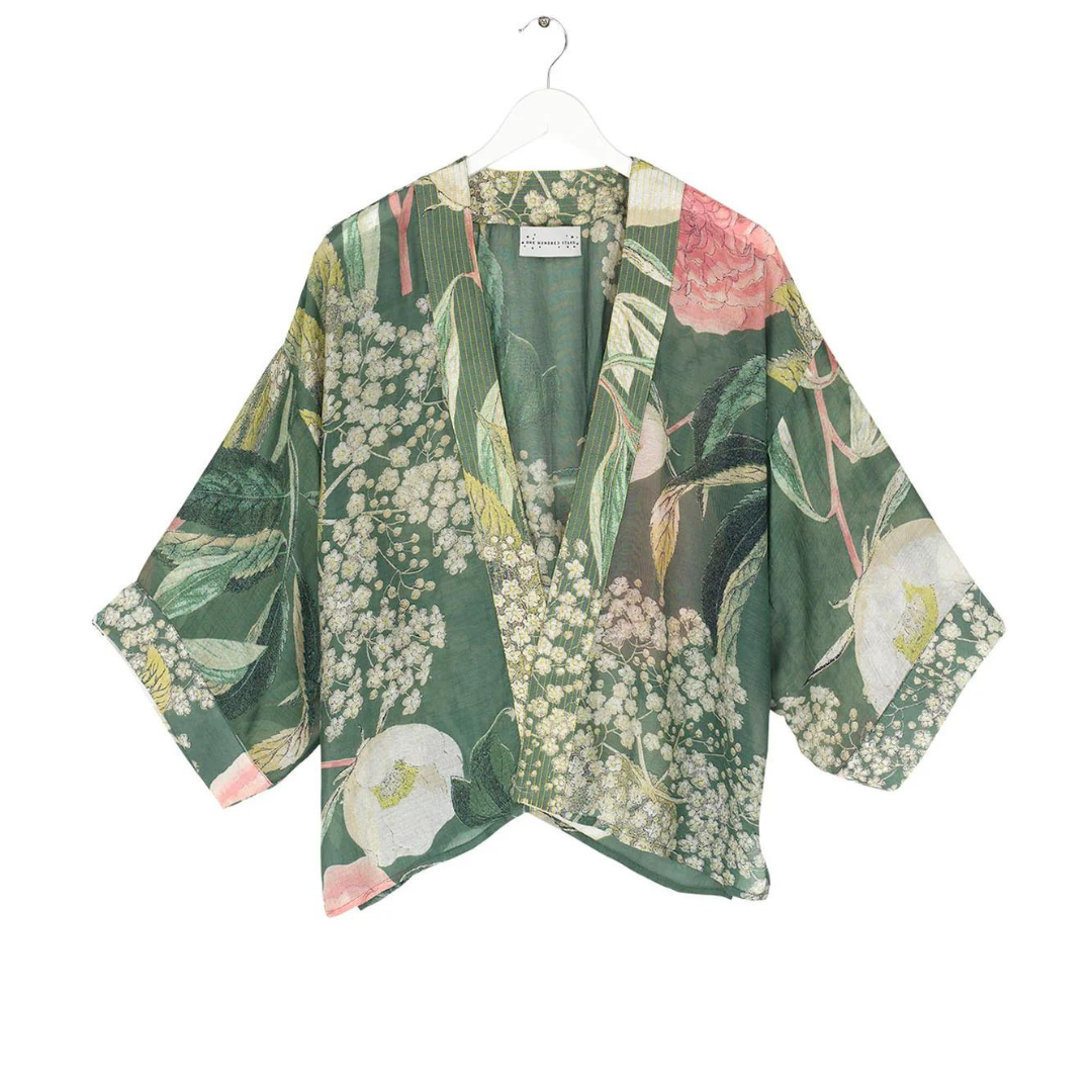 Elderflower Green Short Kimono