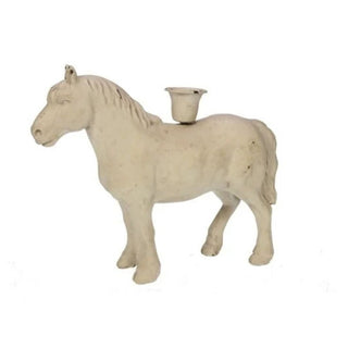 Cream Horse Candlestick