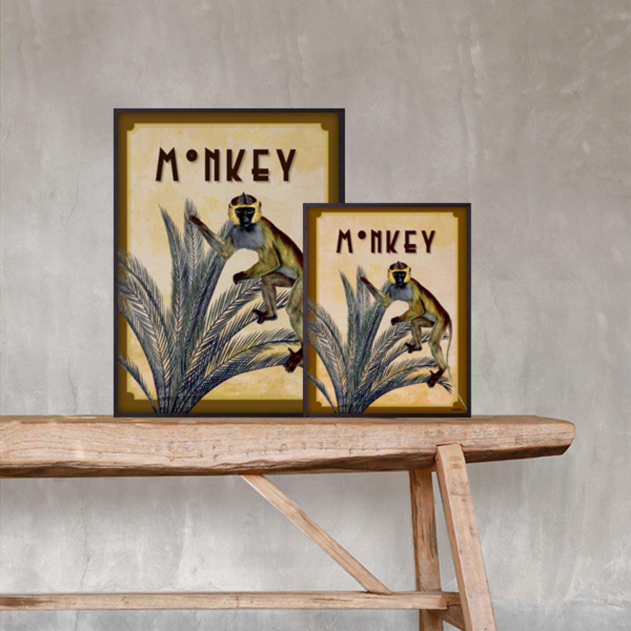 Monkey poster- Black frame