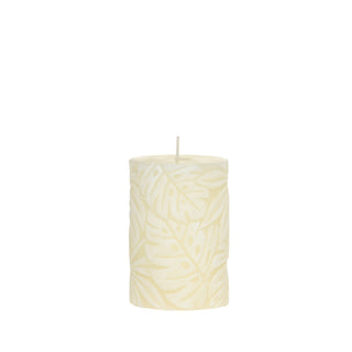 Cream Macon Pillar Candle with leaf Pattern small