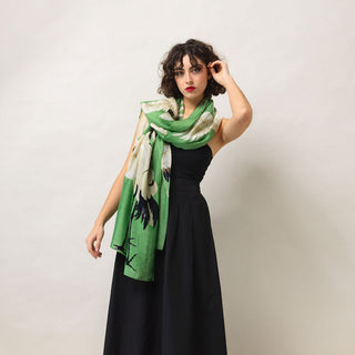 One Hundred Stars Stork Pea Green Scarf