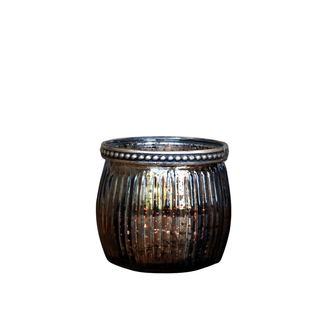 Tealight Holder with Pearl Edge Antique Mocca Sml