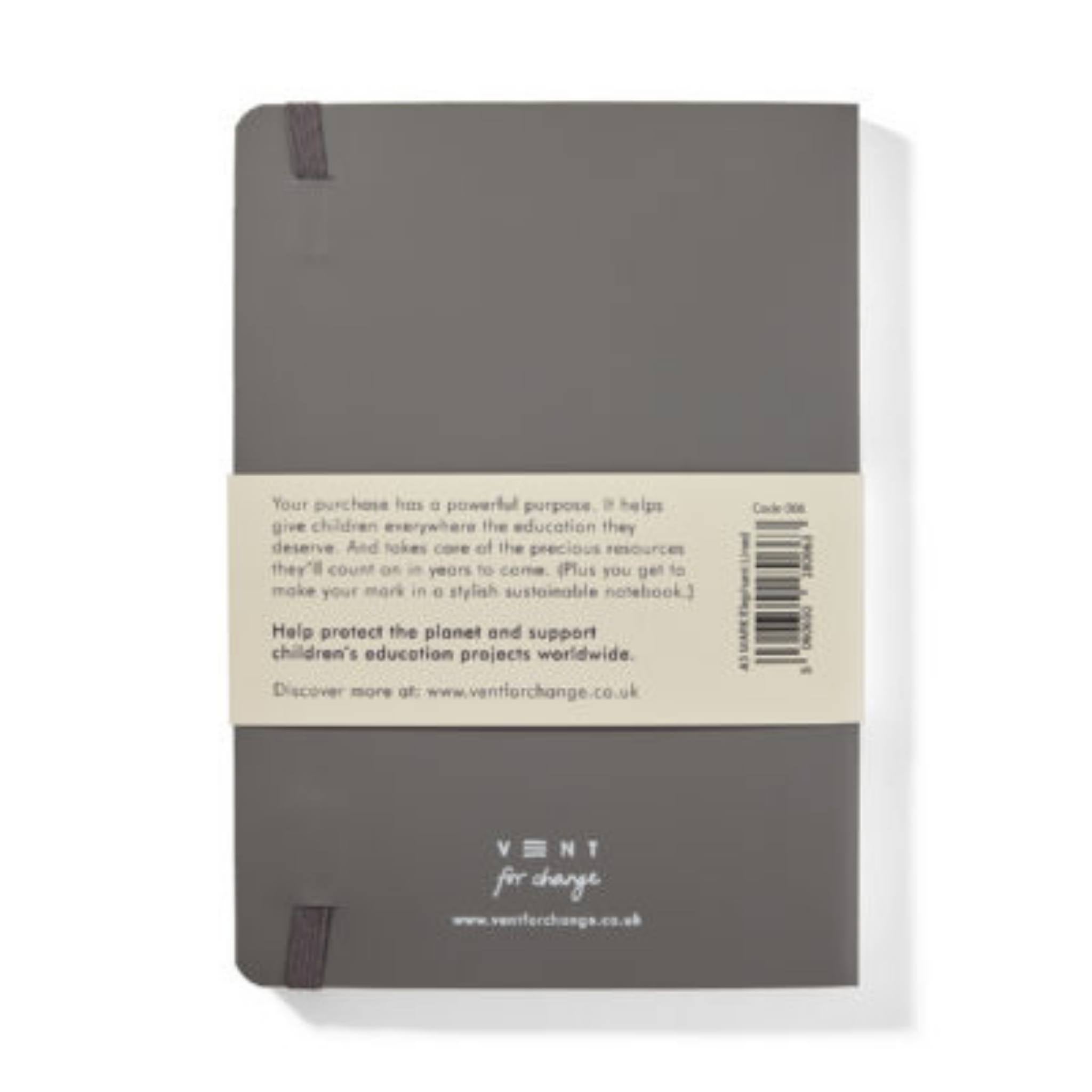 Recycled Leather A5 Lined Notebook – Elephant Grey
