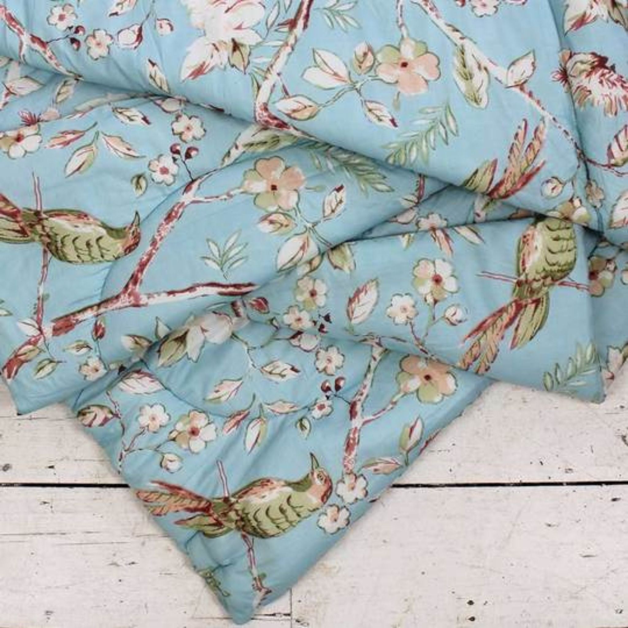 Blue Blossom Double Quilted Throw