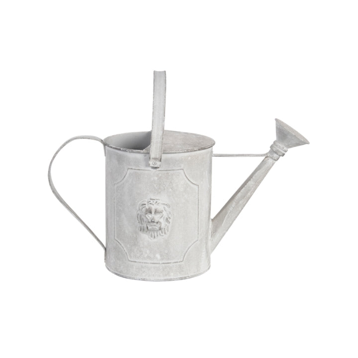 zinc watering can with lion motif design