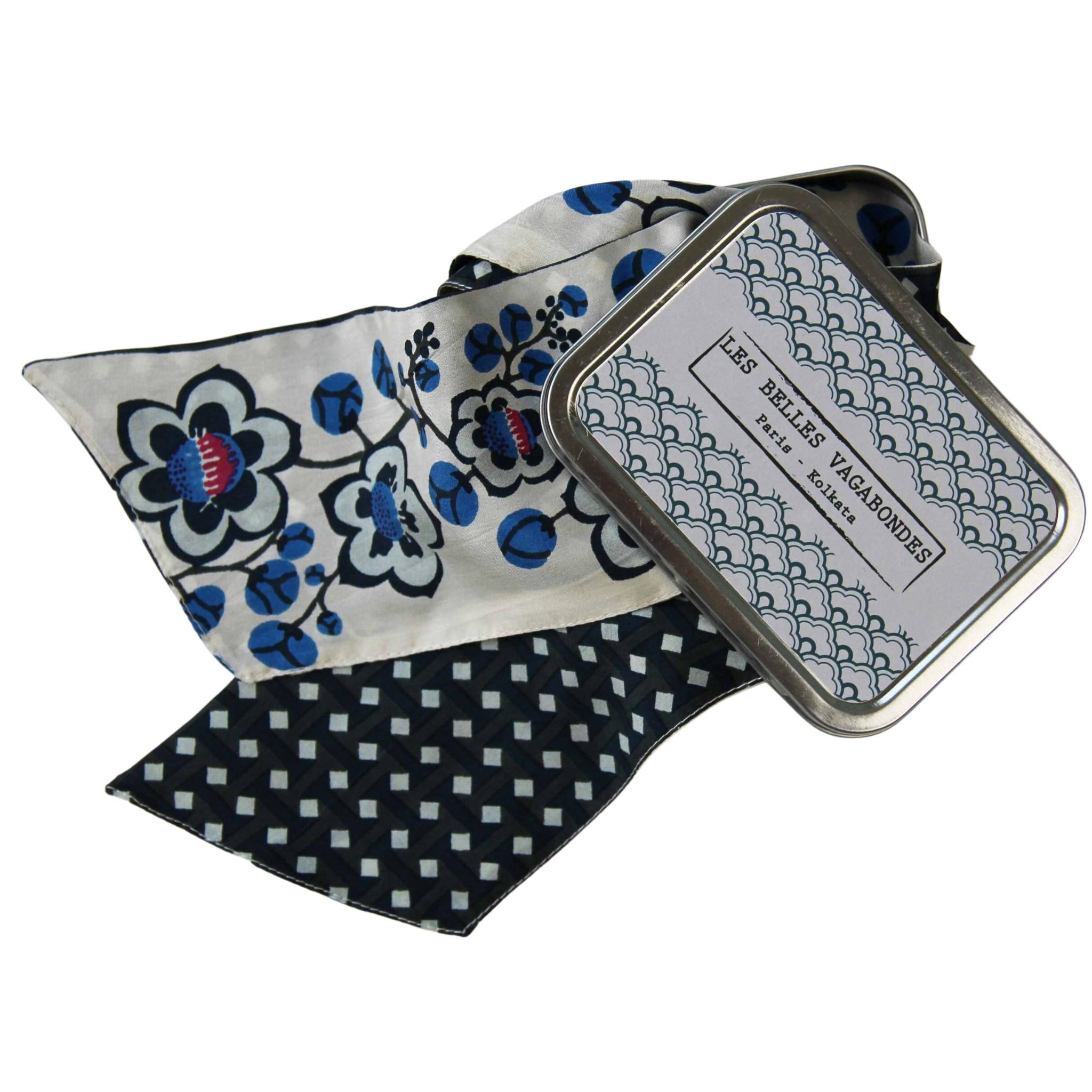 Blue Silk Bandeau Scarf