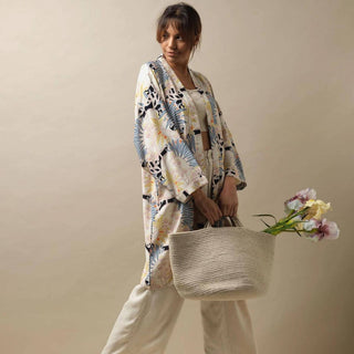 Mid Length Kimono Deco Daisy Mauve
