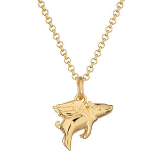 Gold Plated Flying Pig Necklace