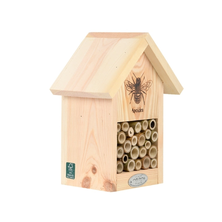 pinewood and bamboo bee house