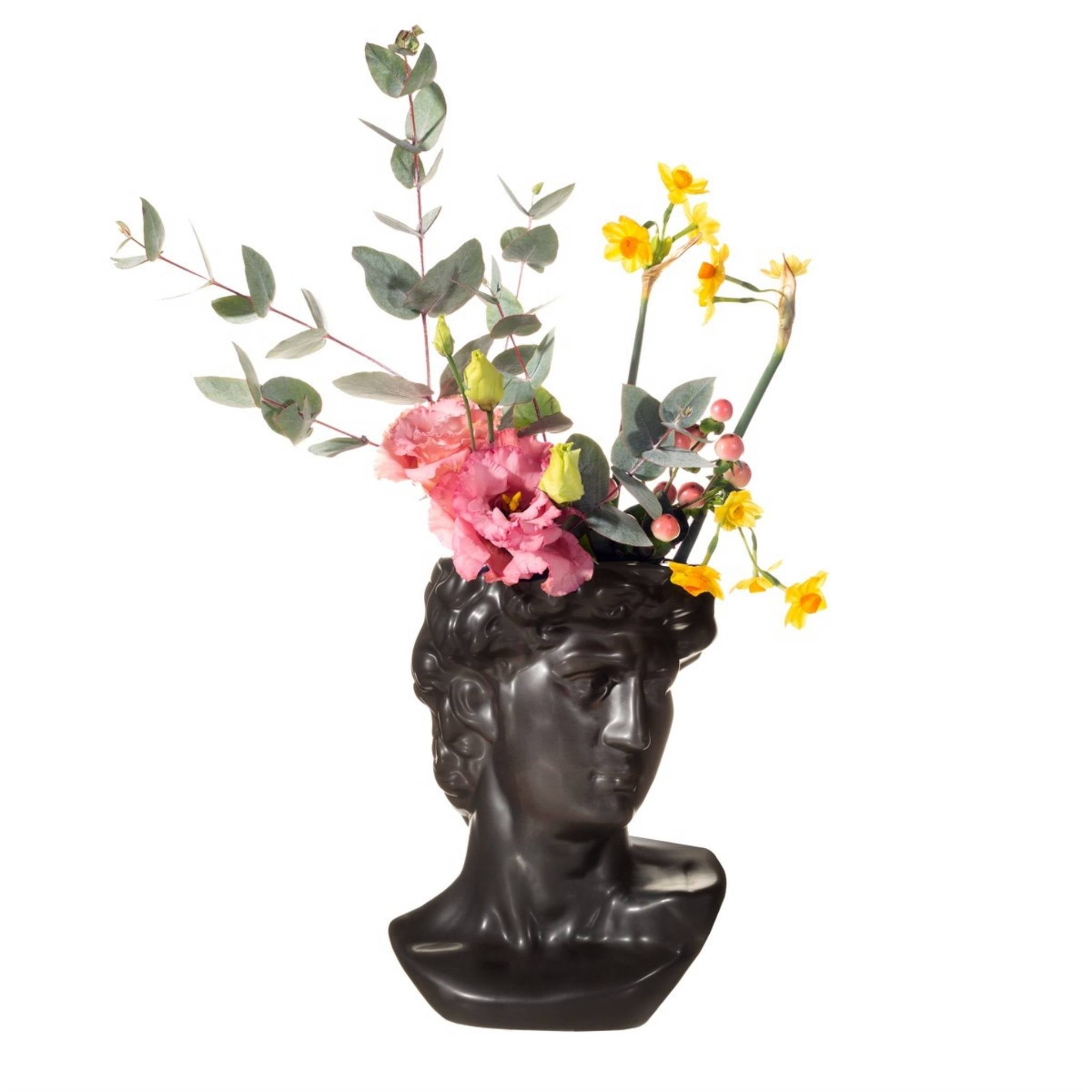 Large Greek Head Vase/Planter - Black
