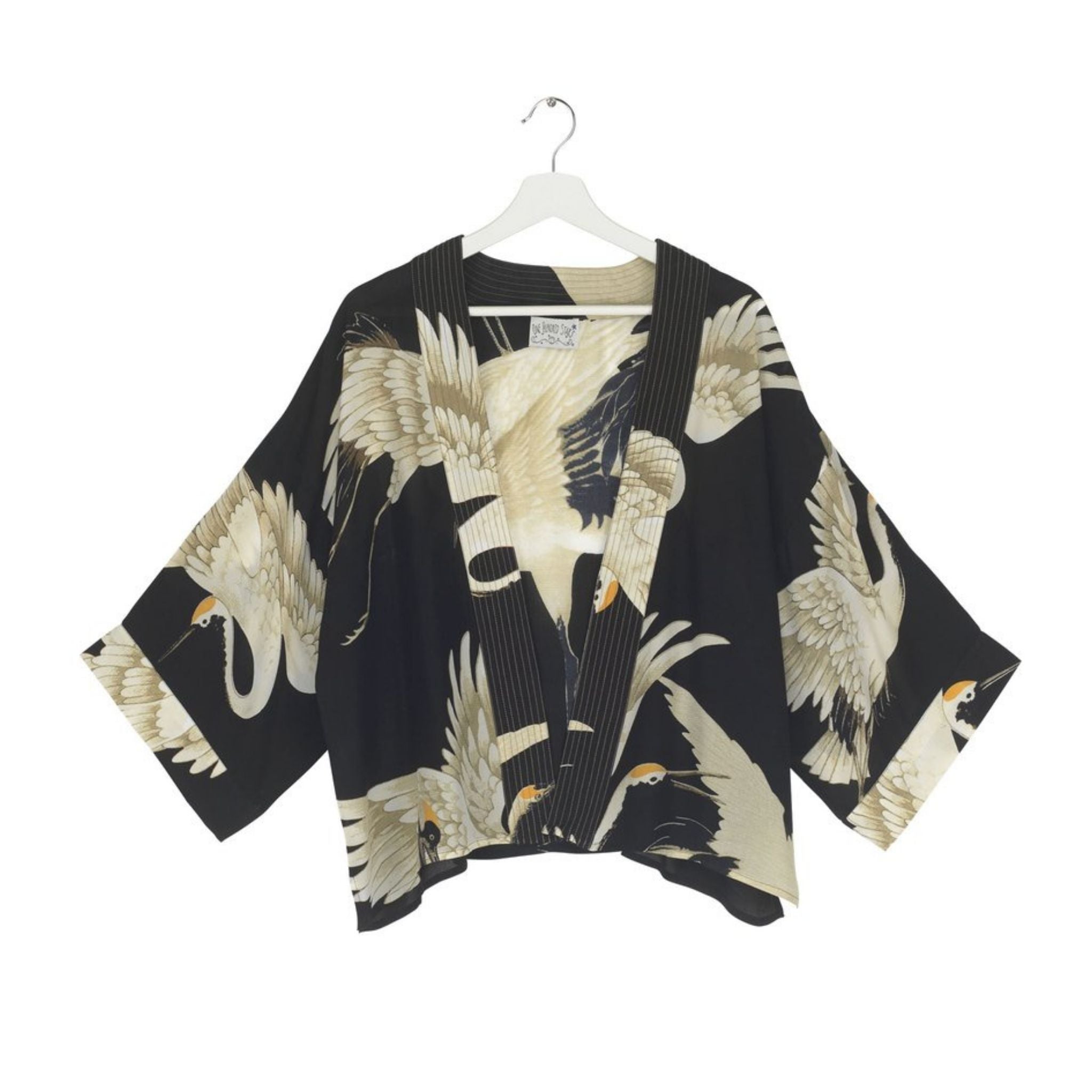 Kimono Jacket Stork Black Crepe