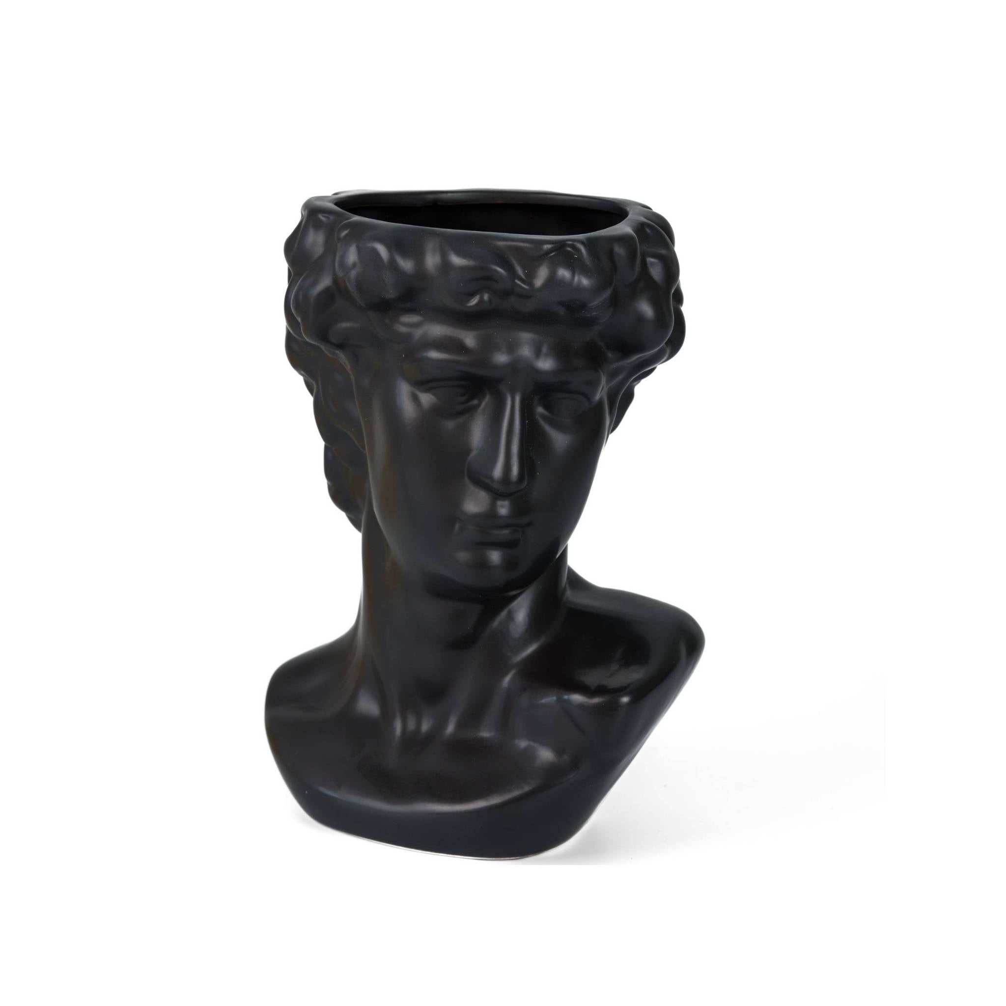 Large Greek Head Vase/Planter - Black